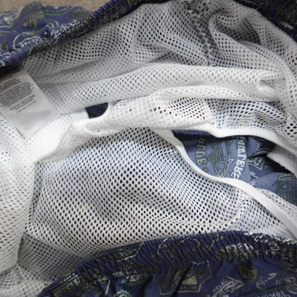 Columbia PFG Swim Shorts Large Blue All Over Print Lined 7" in - Picture 9 of 11